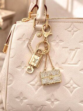 Louis Vuitton Gold Padlock LV Key Charm Keychain